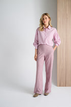 Pink trousers with comfortable elastic at the back