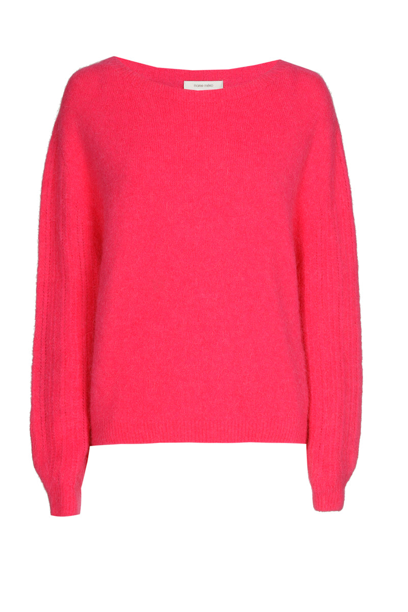 Fuchsia pull met ronde hals in alpaca