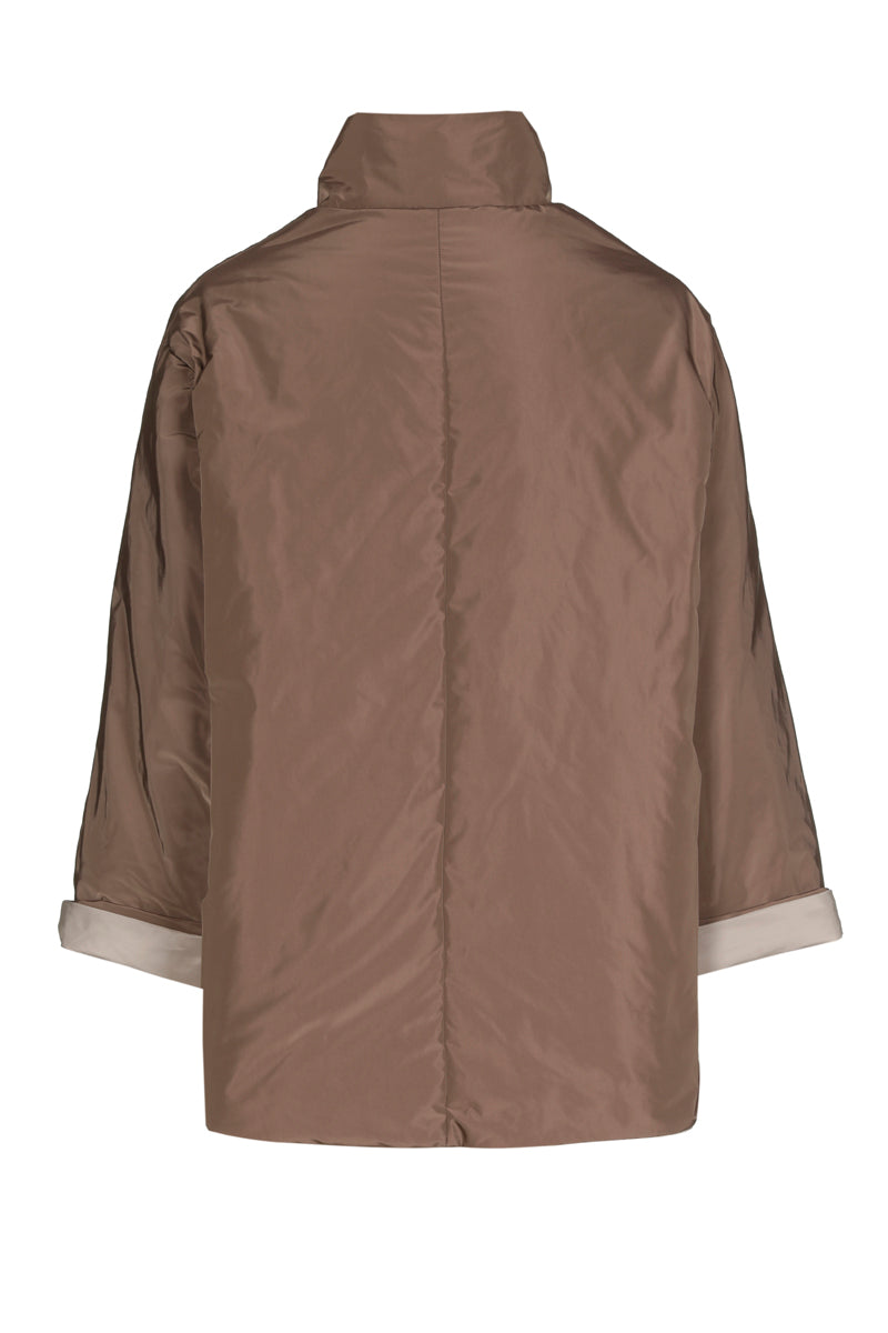 Reversible jacket in taupe and vison