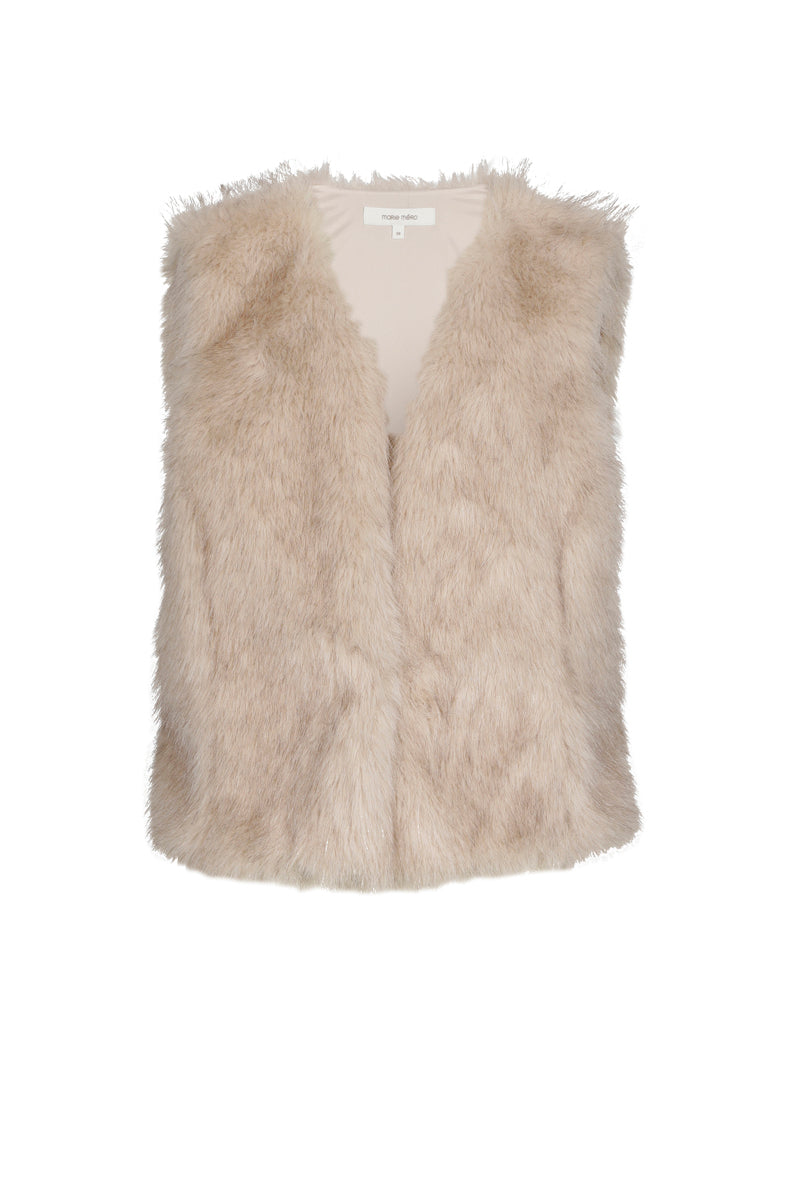 Bodywarmer beige en fausse fourrure