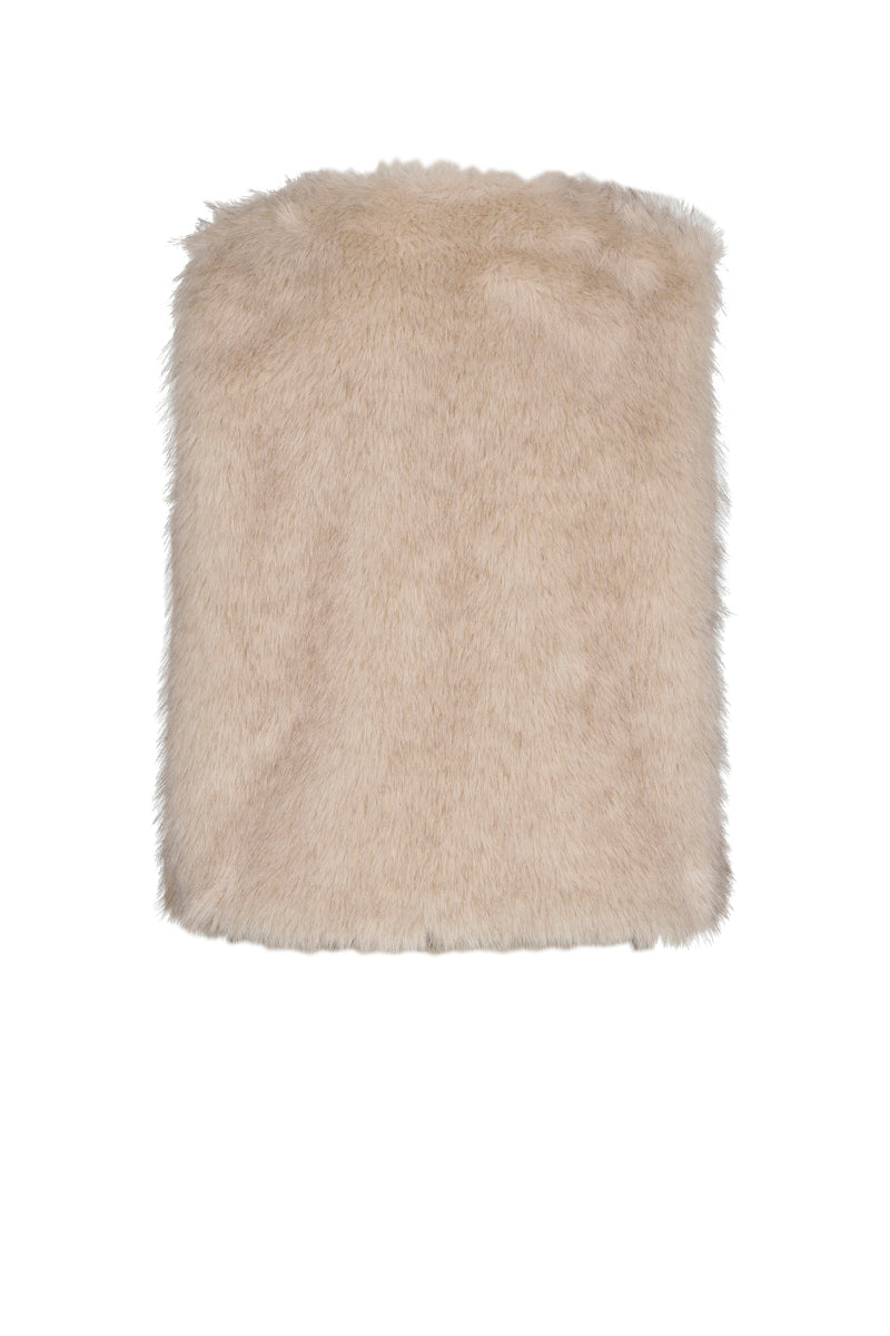 Bodywarmer beige en fausse fourrure