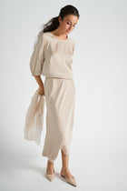 Jupe couleur ivoire en satin