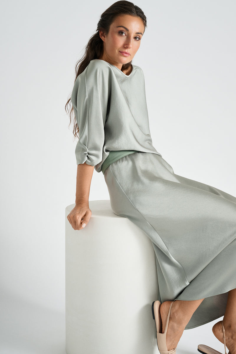 Light green satin skirt