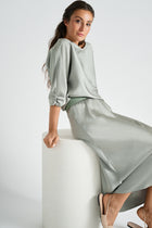 Light green satin skirt