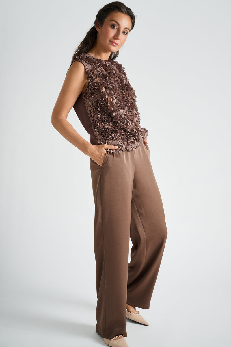 Brown satin trousers