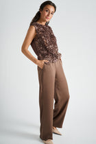 Brown satin trousers