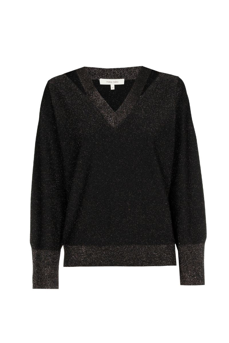 Zwarte pull met V-hals