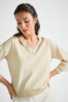 Ecru pullover with V-neck