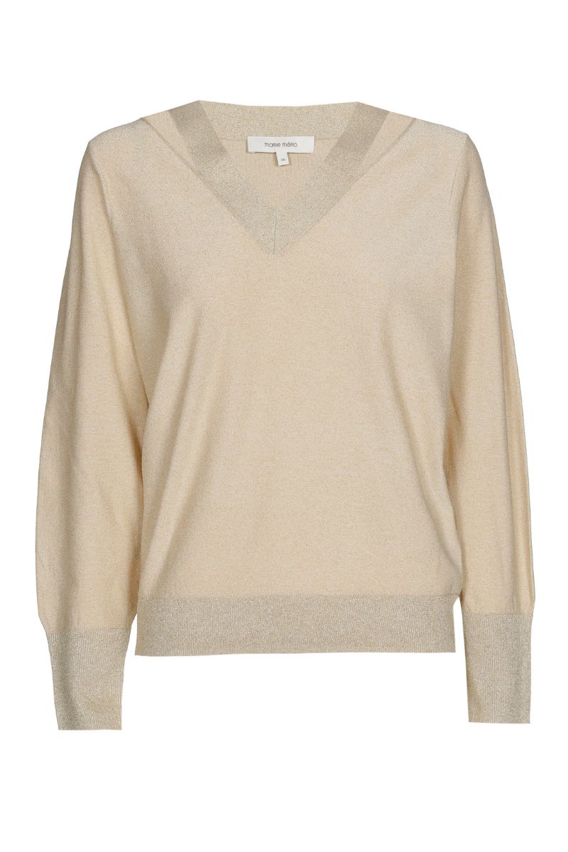 Ecru pull met V-hals
