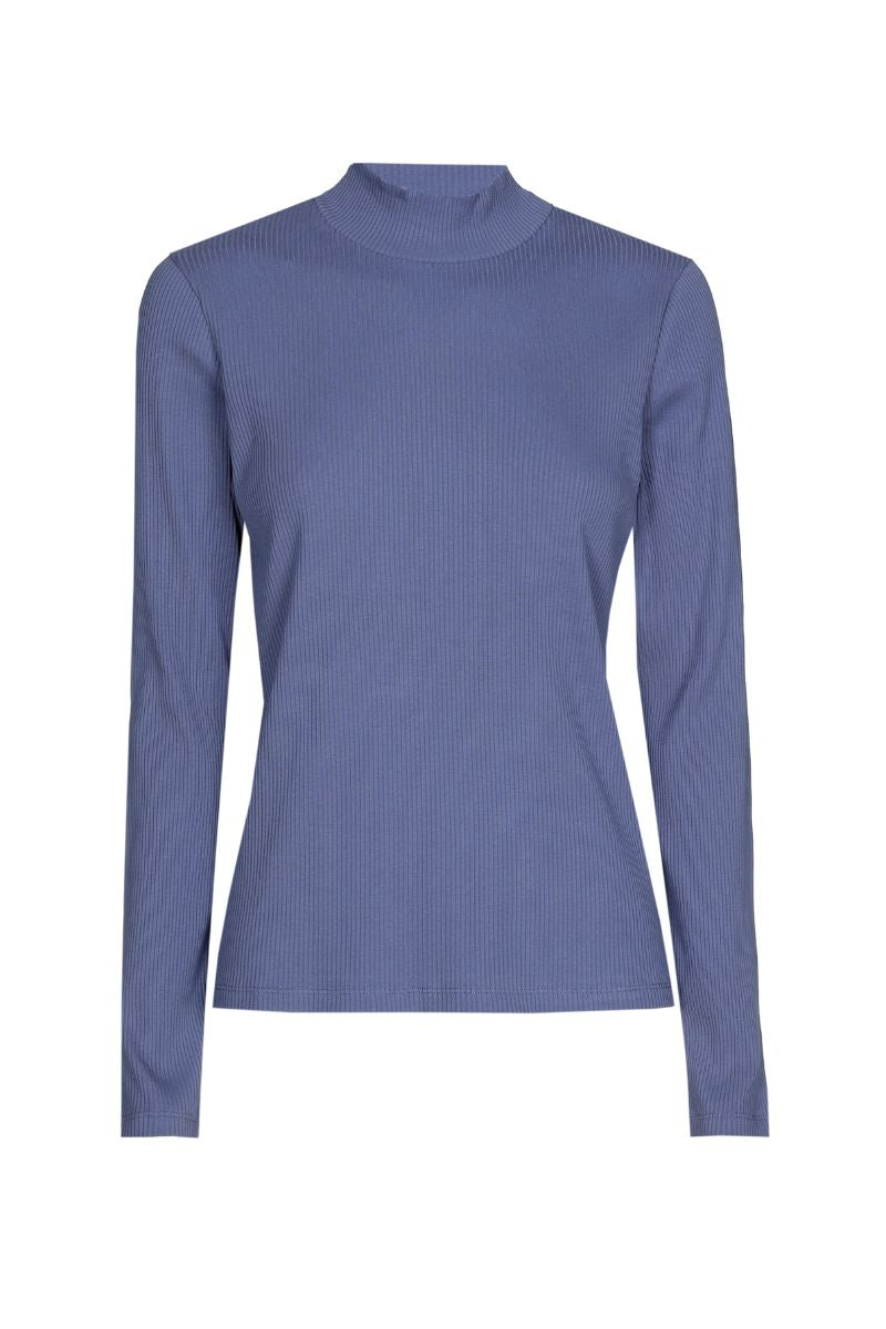 Roll-neck jumper in denim blue