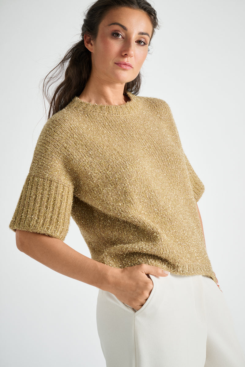 Bruine pull met korte mouwen