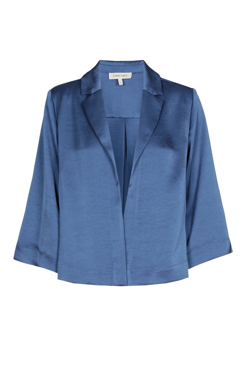 Blauw bloesjasje in satijn