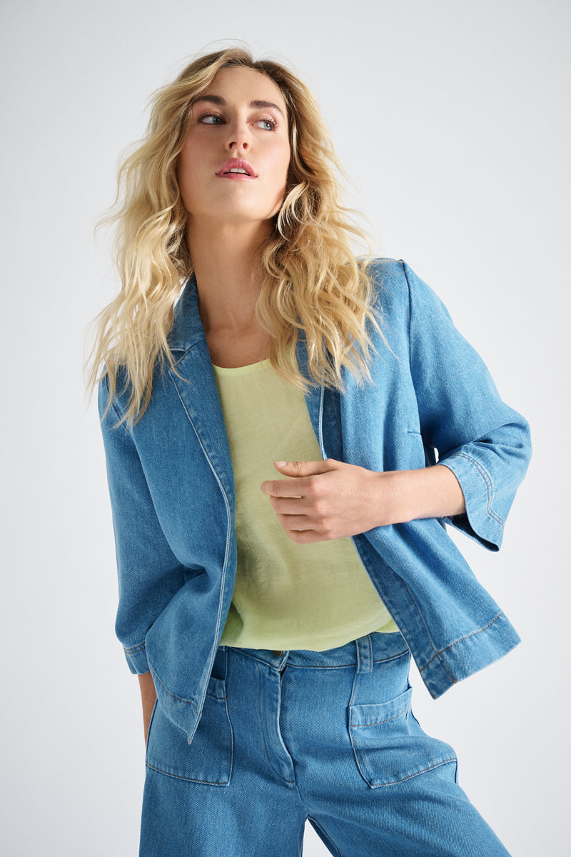 Blazer in jeans fabric with stretch