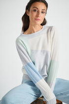 Grey pull round neck with colour blocking