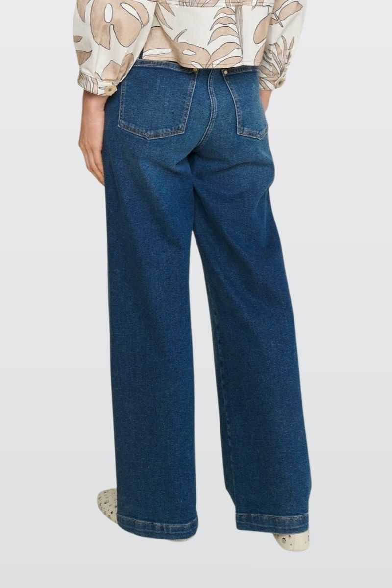 Wijde donkerblauwe jeansbroek