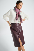Jupe bordeaux en tissu effet cuir doux