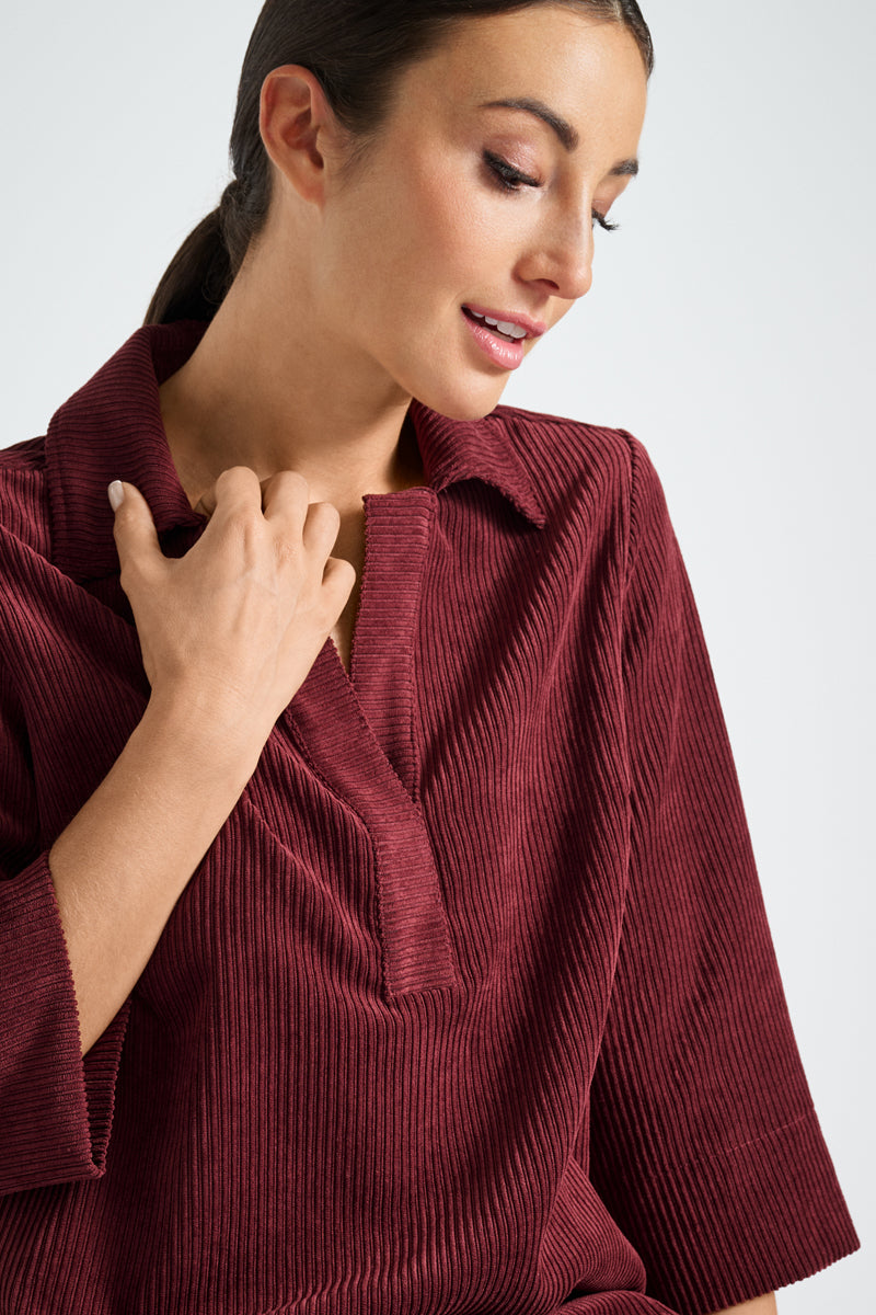 Robe en velours bordeaux