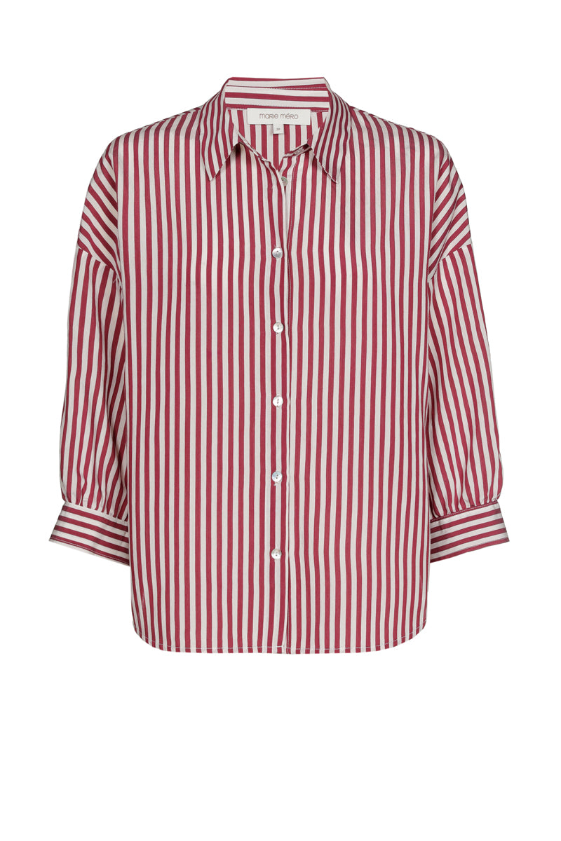 Eenvoudig bordeaux gestreepte bloes