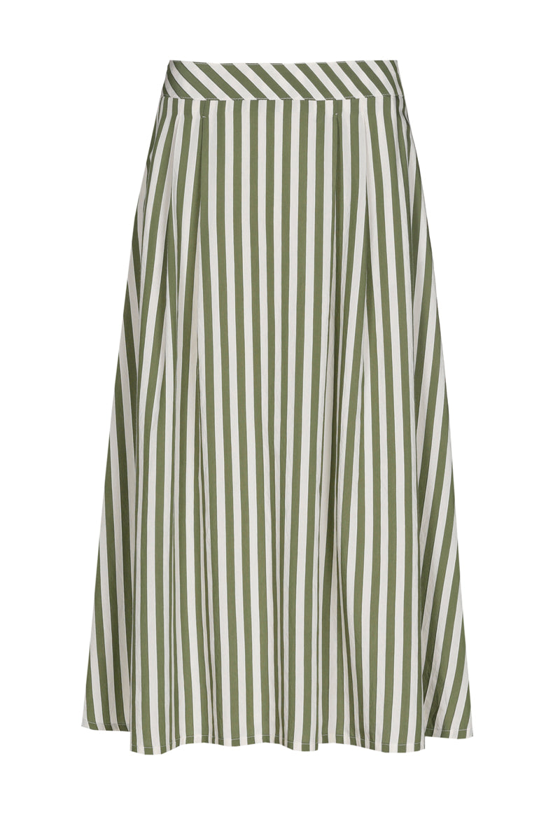Striped skirt with pleats and pockets