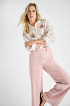 Soepele wijde broek in roze