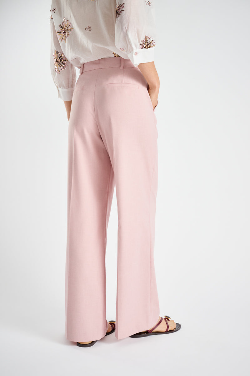 Soepele wijde broek in roze