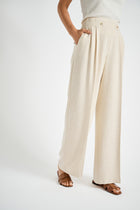 Beige high-waisted wide pants