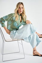 Green flowered cotton shirt