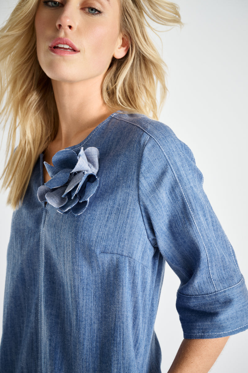 Kort en recht kleed in jeanslook