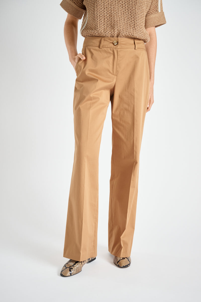 Bootcut camel katoenen broek