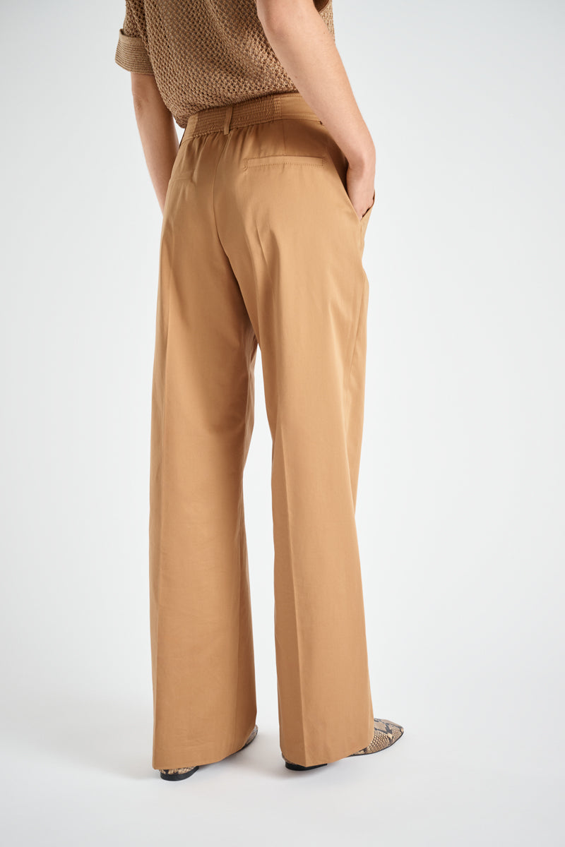 Bootcut camel katoenen broek