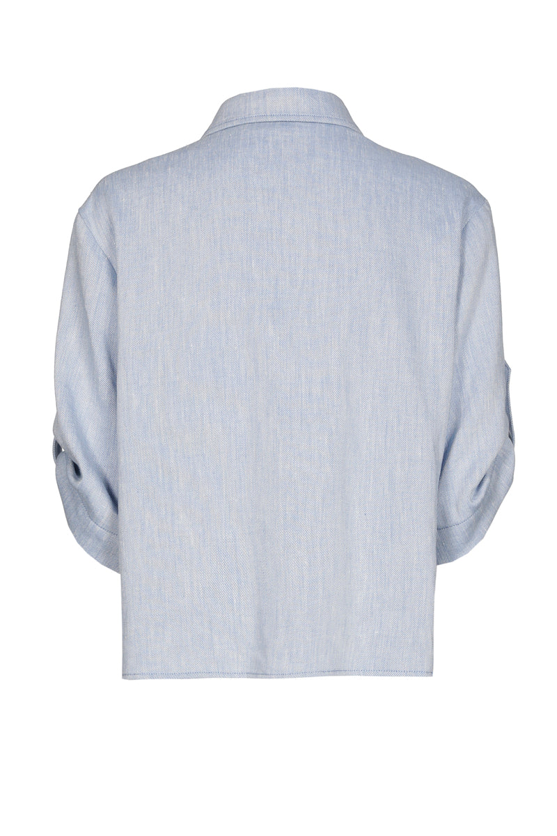 Denim hemd met mouwlussen