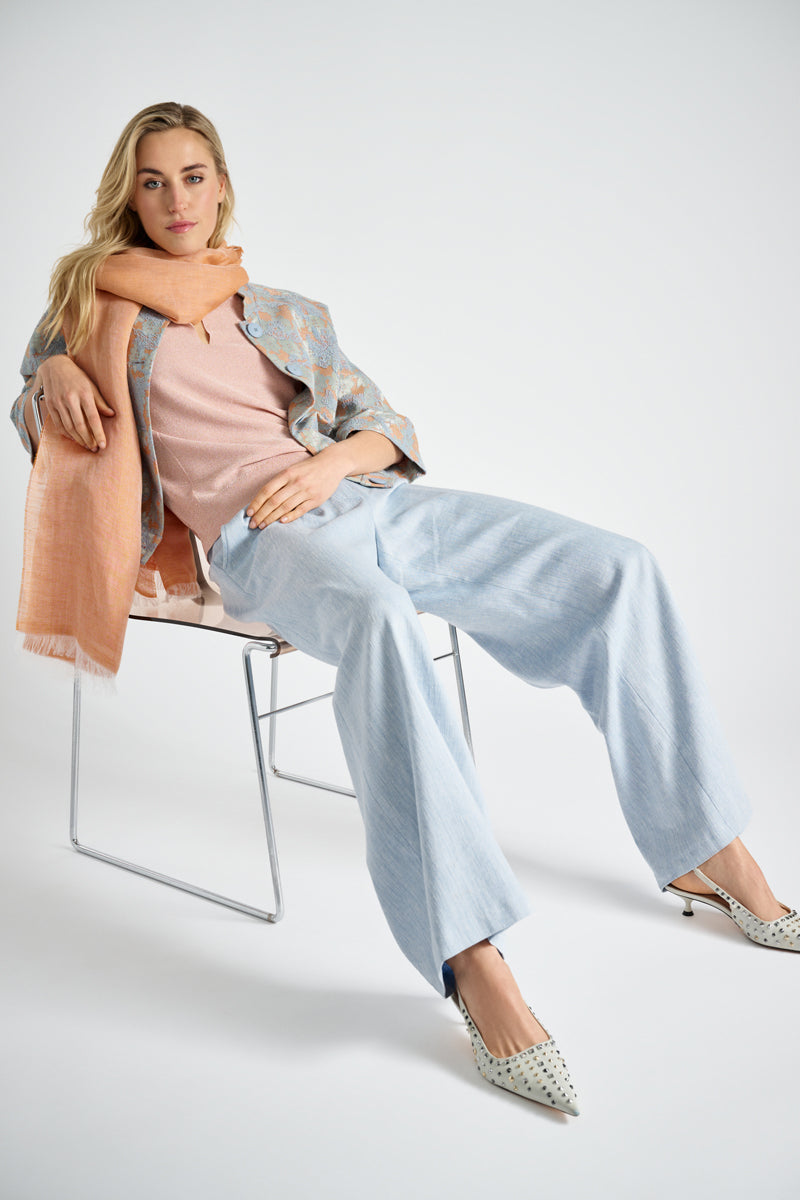 Kort bloesjasje met opstaande kraag en bloemenprint