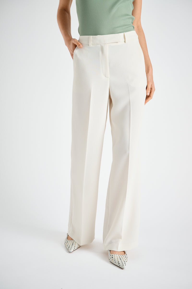 Soepele wijde broek in crème