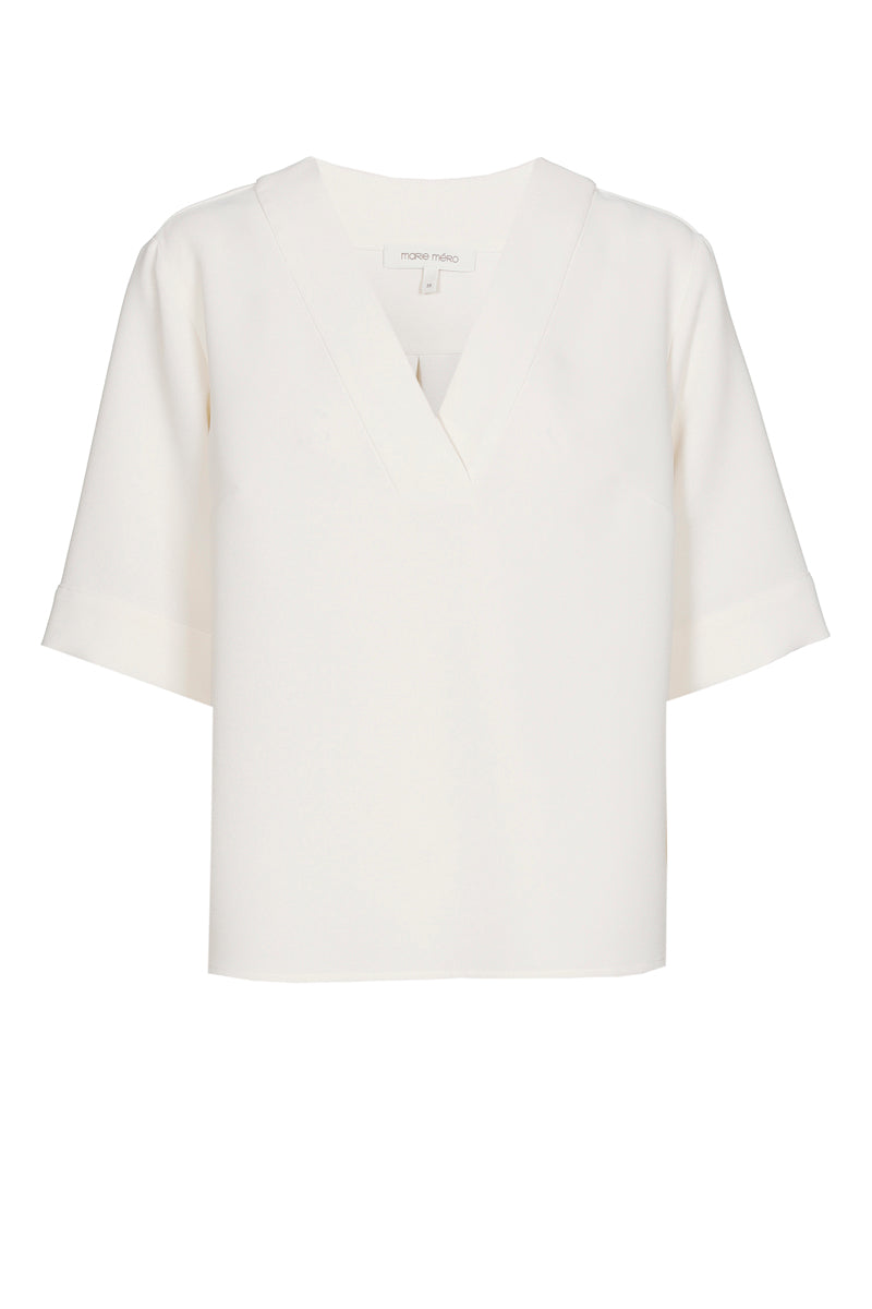 Ecru bloes-tuniek met v-hals