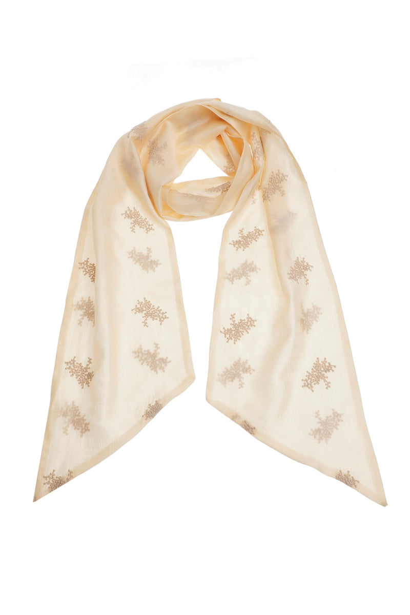 Echarpe brodée transparente crème 