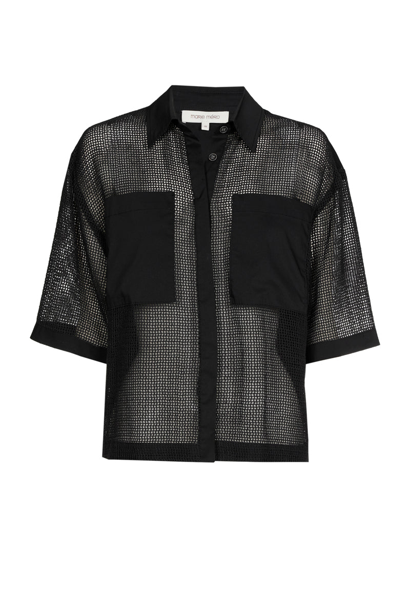Chemise courte et droite mesh avec poches poitrine