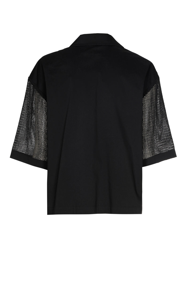 Chemise courte et droite mesh avec poches poitrine