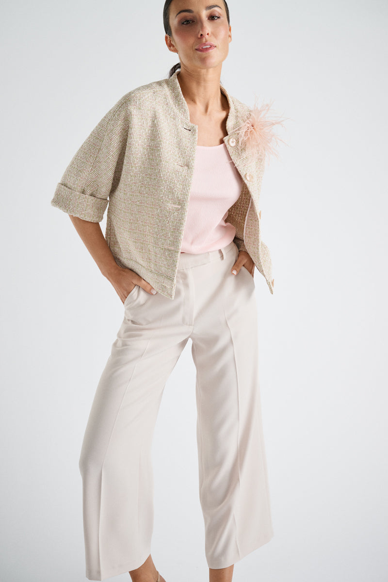 Kort bloesjasje met opstaande kraag