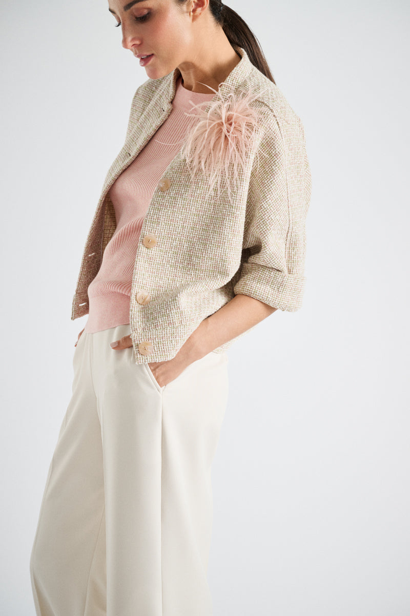 Kort bloesjasje met opstaande kraag