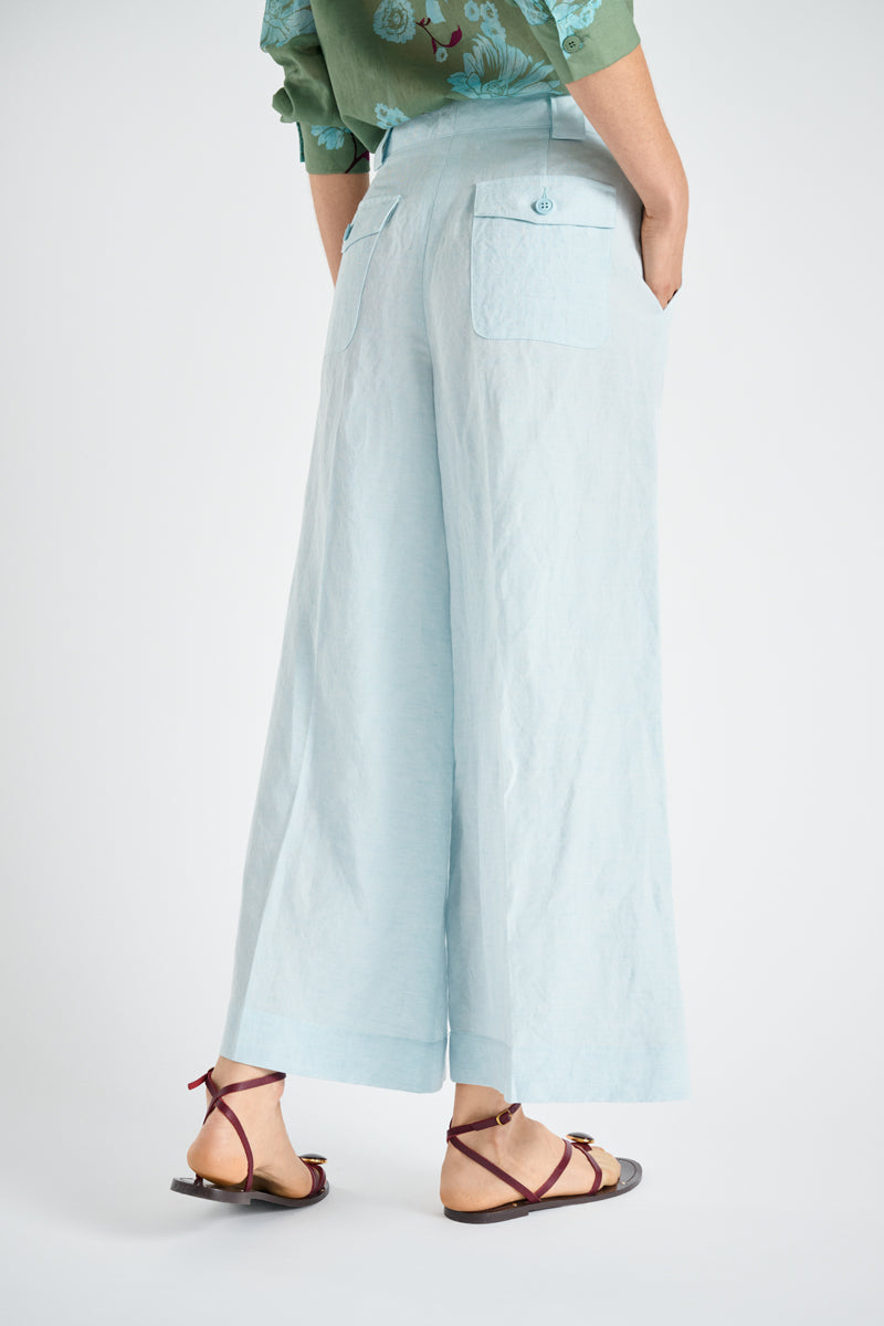 7/8 linnen turquoise pants