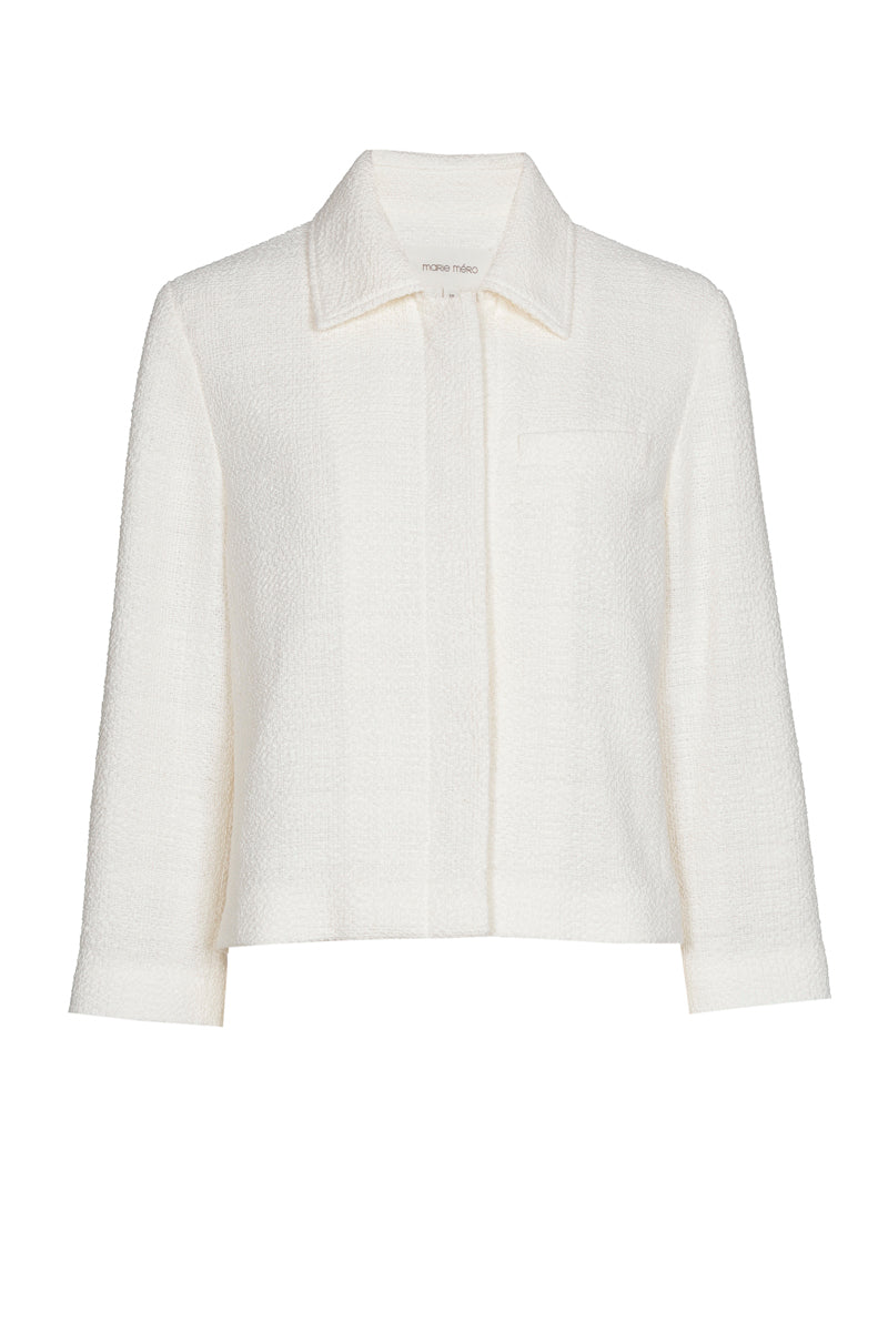 Cream jacquard jacket with collar