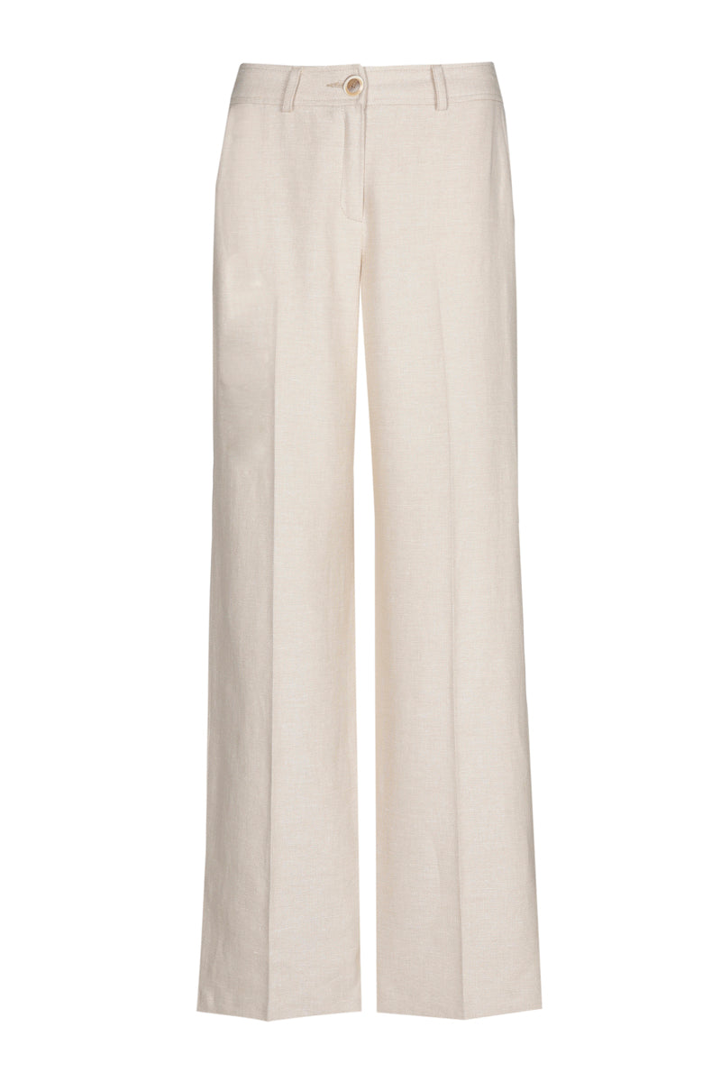 Pantalon droit beige lin