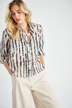 Chemise à lignes graphiques coton