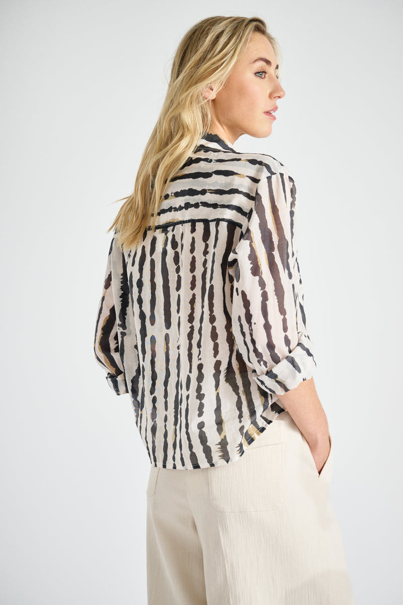 Chemise à lignes graphiques coton