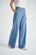 Pantalon large bleu look jeans