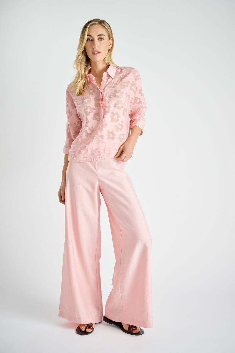 Roze polo-bloes met transparante bloemen