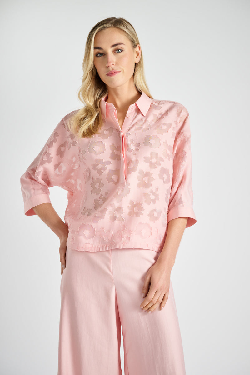 Roze polo-bloes met transparante bloemen