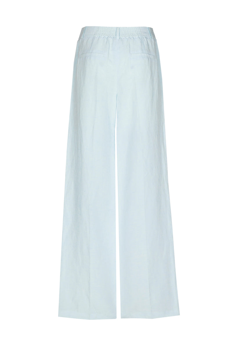 Pantalon évasé en lin bleu clair