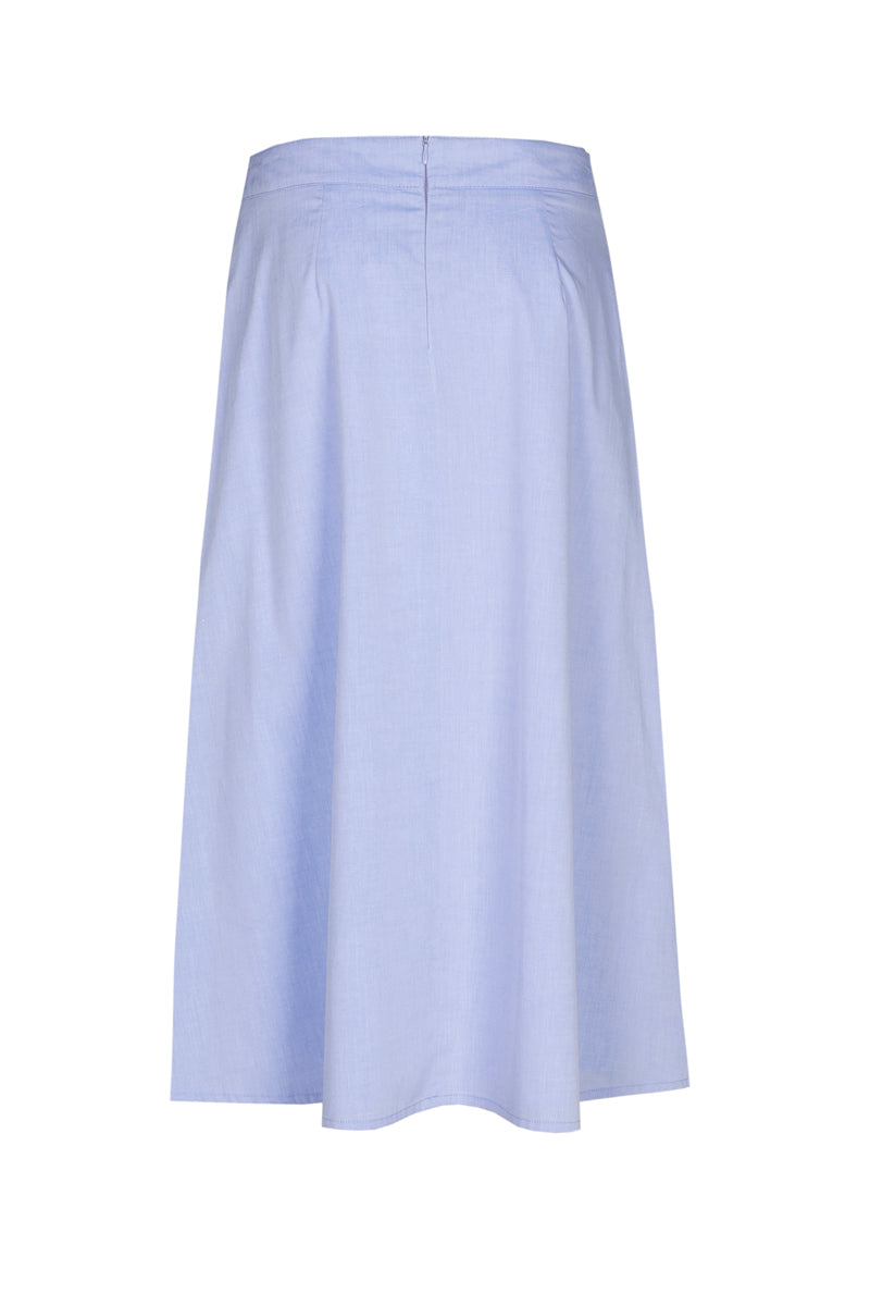 Jupe bleue évasée à imprimé fleuri