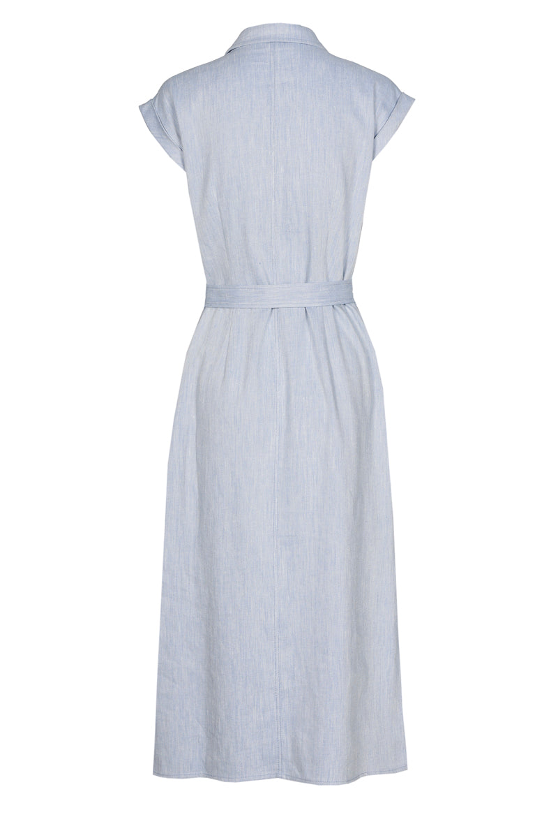 Robe denim boutonnée et ceinturée